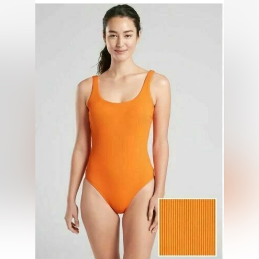 Athleta Cloudbreak Rib Scoop One Piece, Monarch orange S